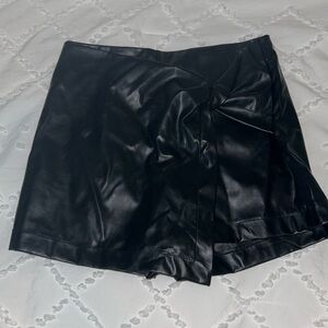 Black Leather (Fake Leather) Skort